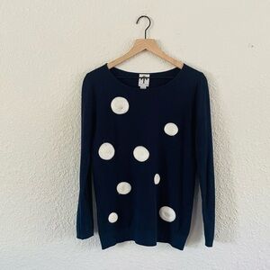 Rain + Rose Blue White Polkadot Sweater